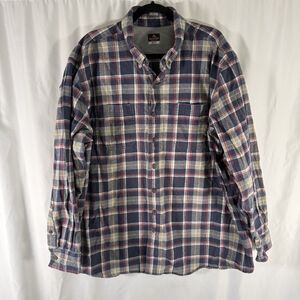 Ridgecut Toughwear Flannel Shirt Men's 2XLT Blue Plaid Heavy Long Sleeve Button